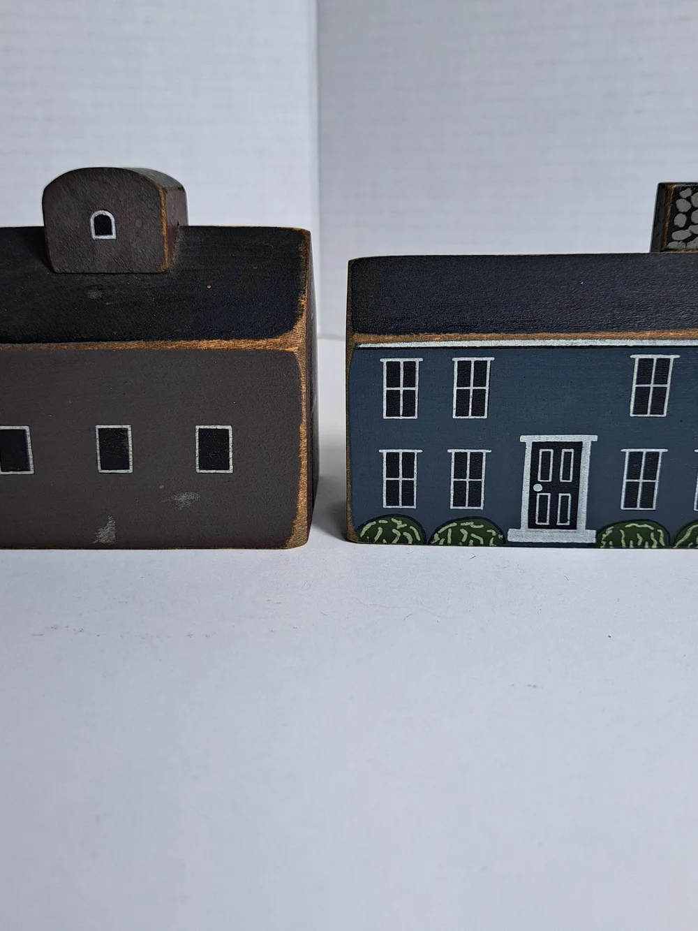 Lot of 4 Vintage Miniature Folk Art-Style Wooden Block Houses by Tender Heart